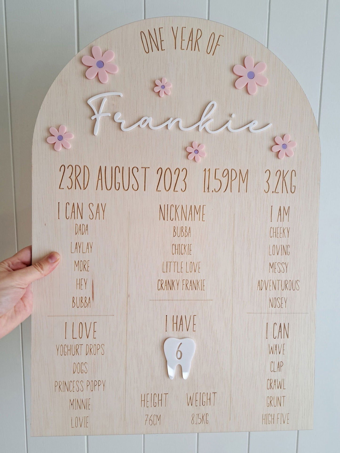 One Year Of - Milestone Board - Daisy Theme - Lou James Creations