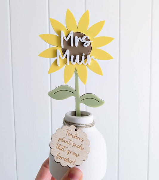 Personalised Sunflower in Vase - Lou James Creations
