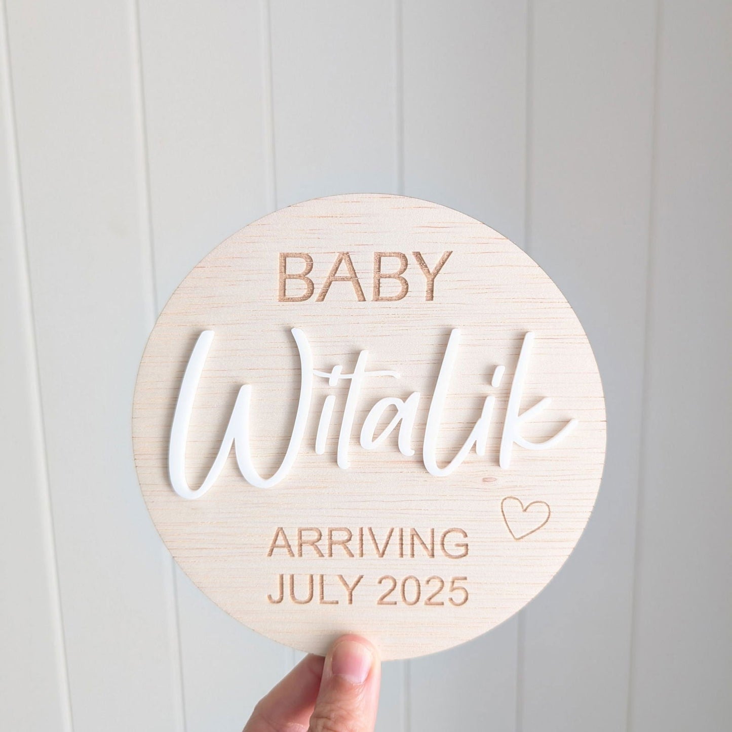 Pregnancy Announcement Plaque - Heart - Lou James Creations