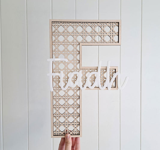 Rattan Wooden Letter with Name - Lou James Creations