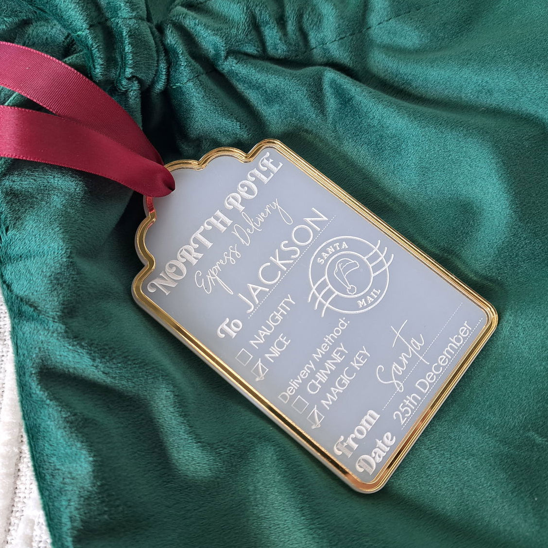 Santa Sack Personalised Tag - Naughty or Nice - Lou James Creations