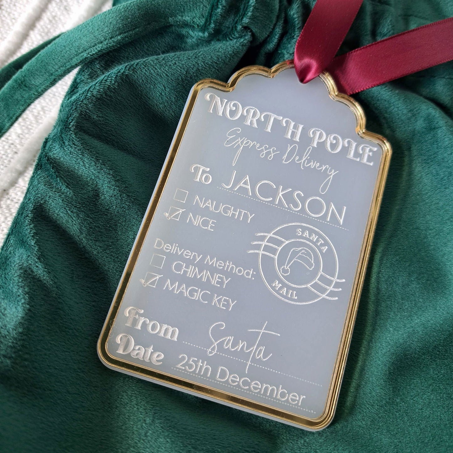 Santa Sack Personalised Tag - Naughty or Nice - Lou James Creations