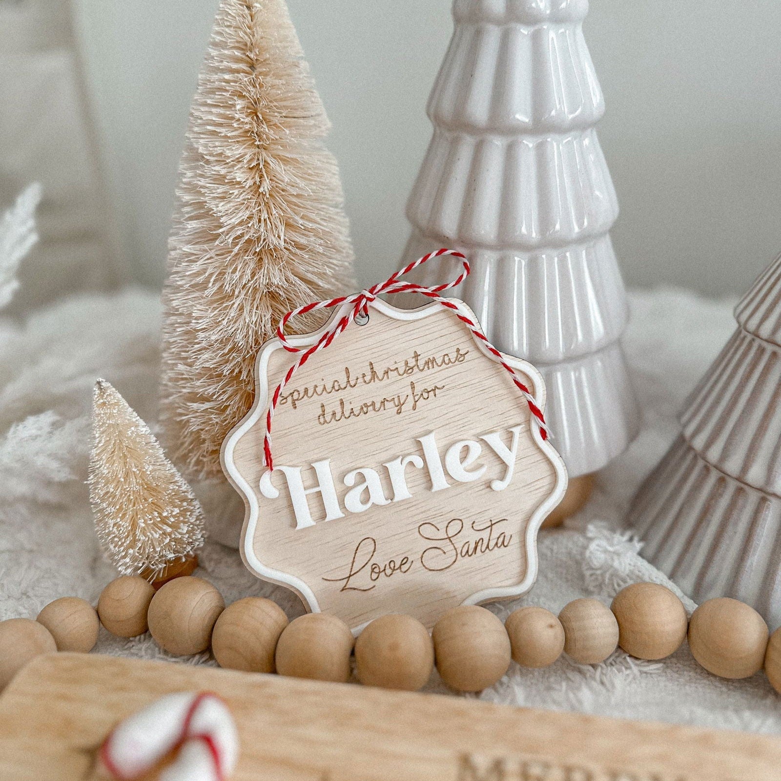 Santa Sack Personalised Tag - Scallop - Lou James Creations