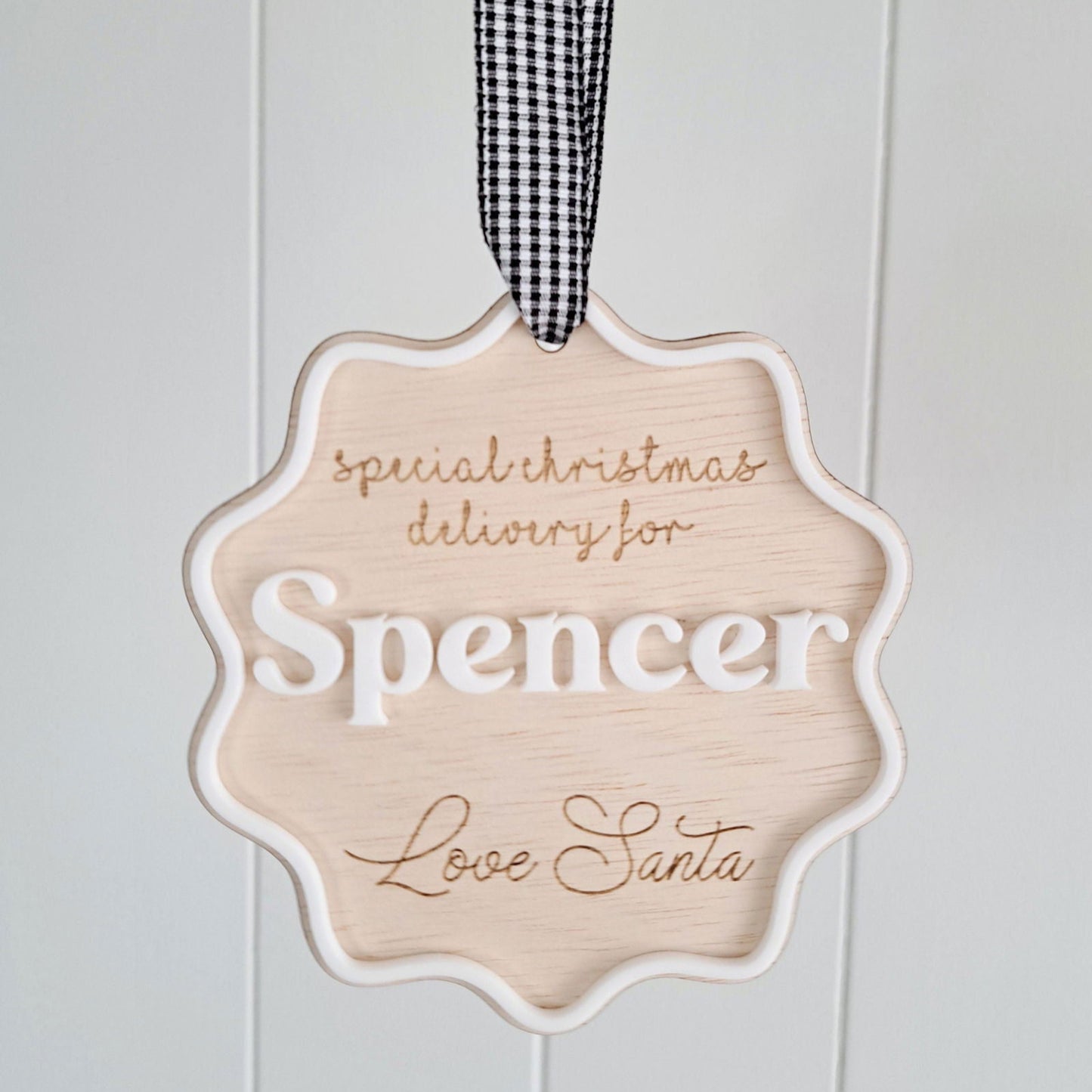 Santa Sack Personalised Tag - Scallop - Lou James Creations