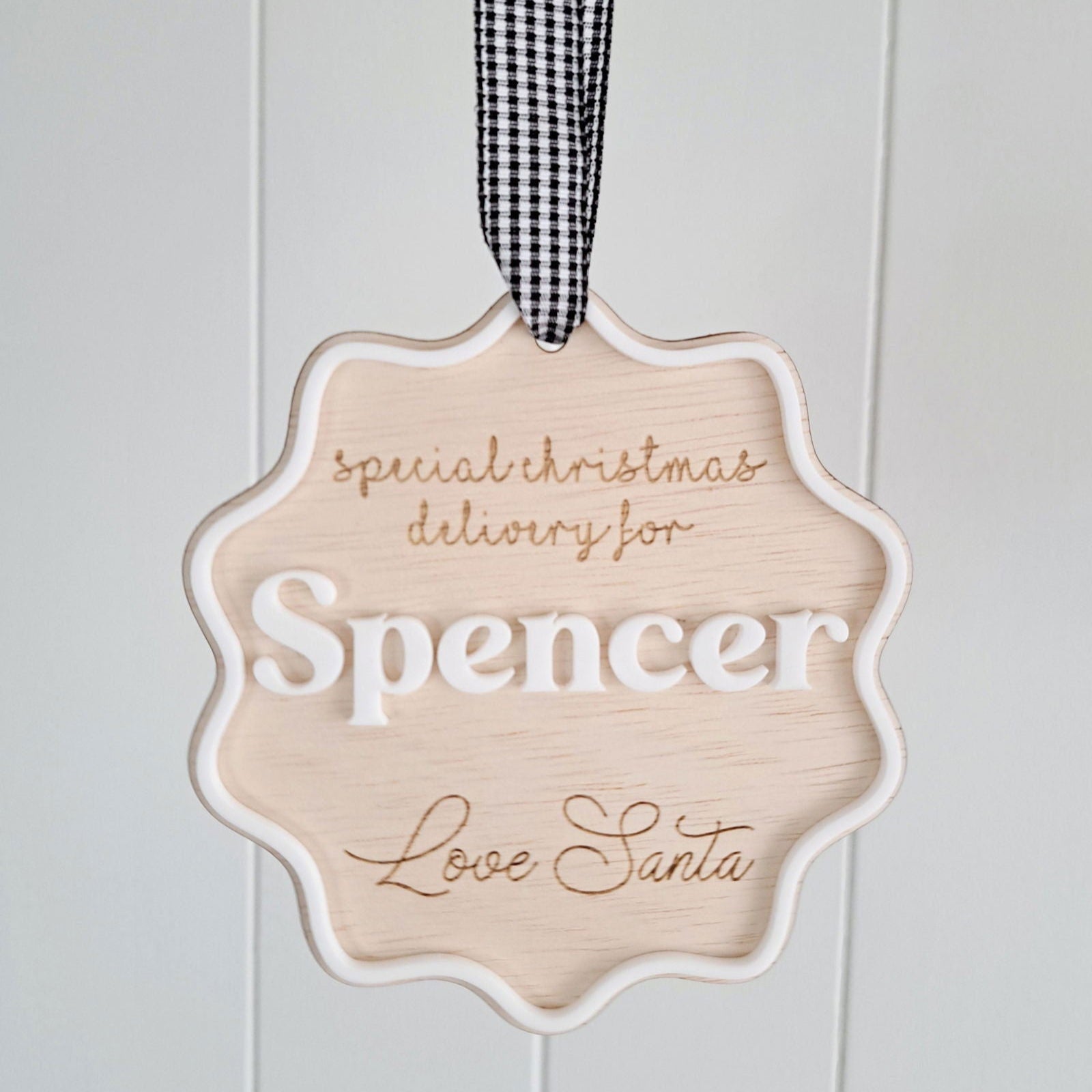 Santa Sack Personalised Tag - Scallop - Lou James Creations