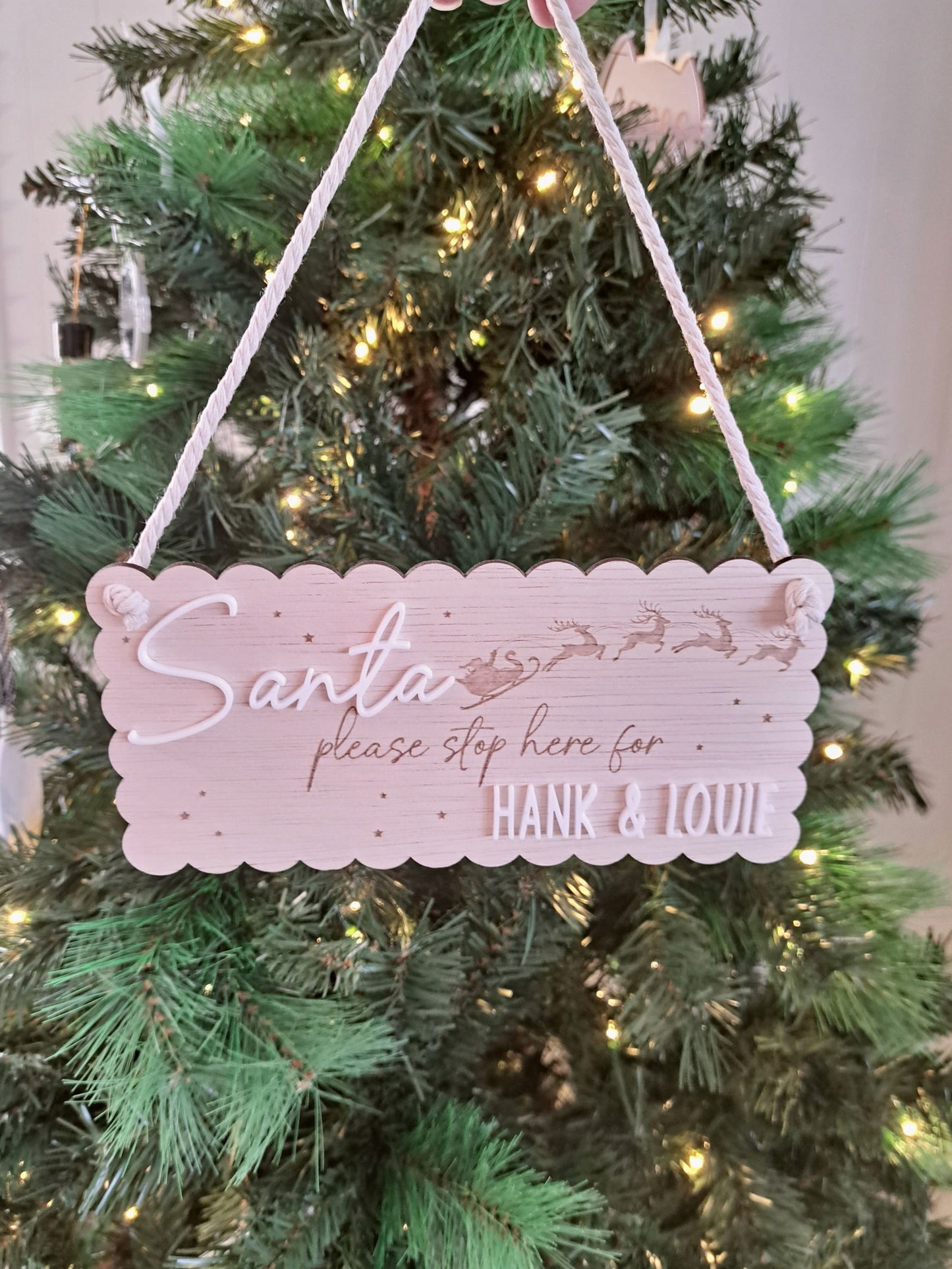 Santa Stop Here Christmas Sign - Personalised - Lou James Creations