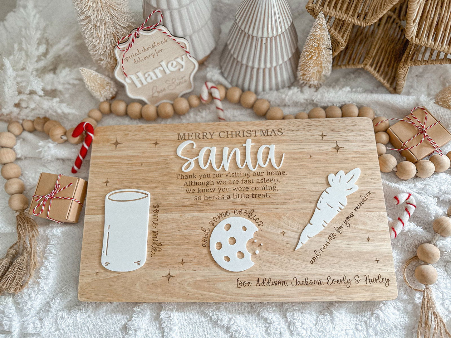 Santa Treat Board Christmas Eve - Milk & Cookies - Lou James Creations