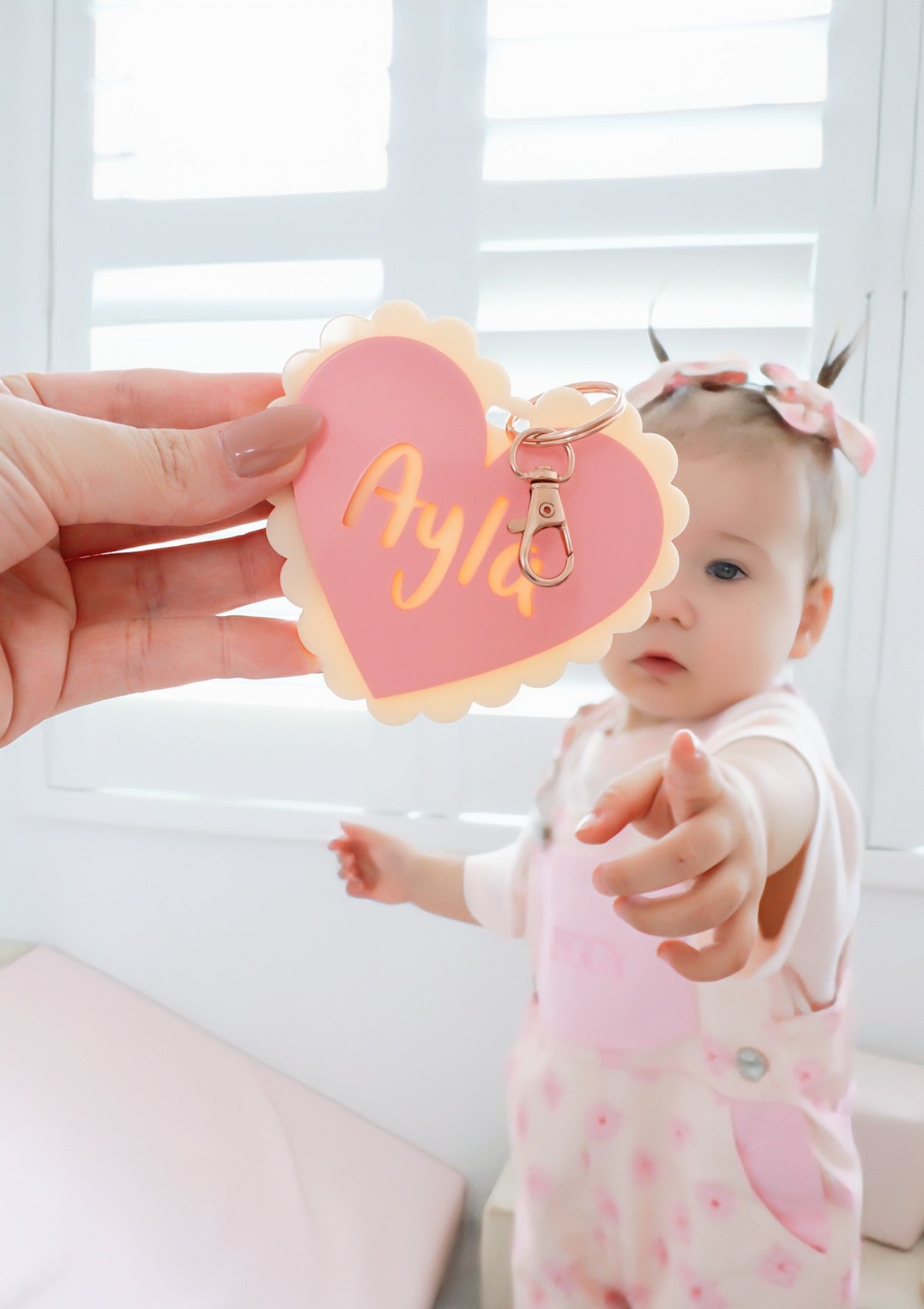 Scallop Heart Keyring - Lou James Creations