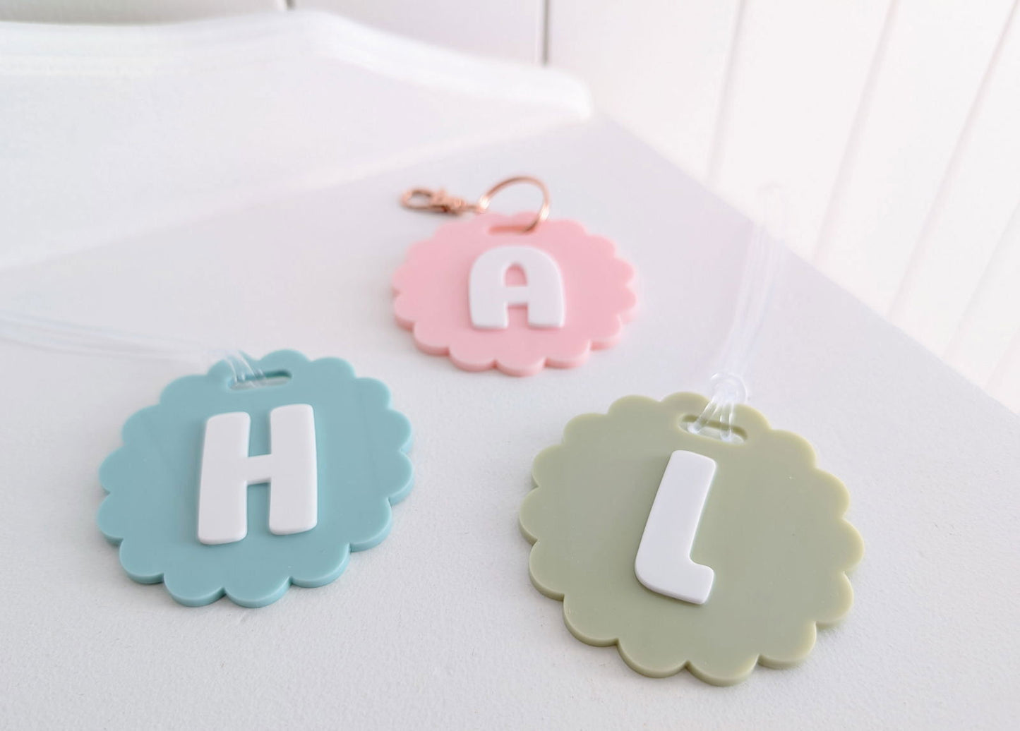 Scallop Letter Bag Tag - Lou James Creations