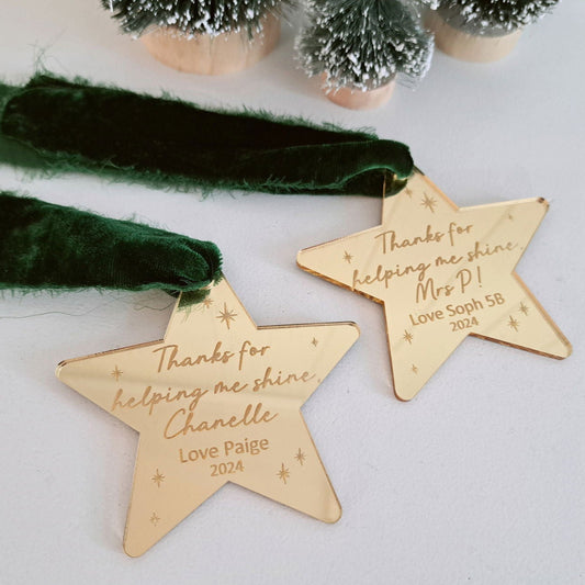 Star Teacher Christmas Ornament - Lou James Creations