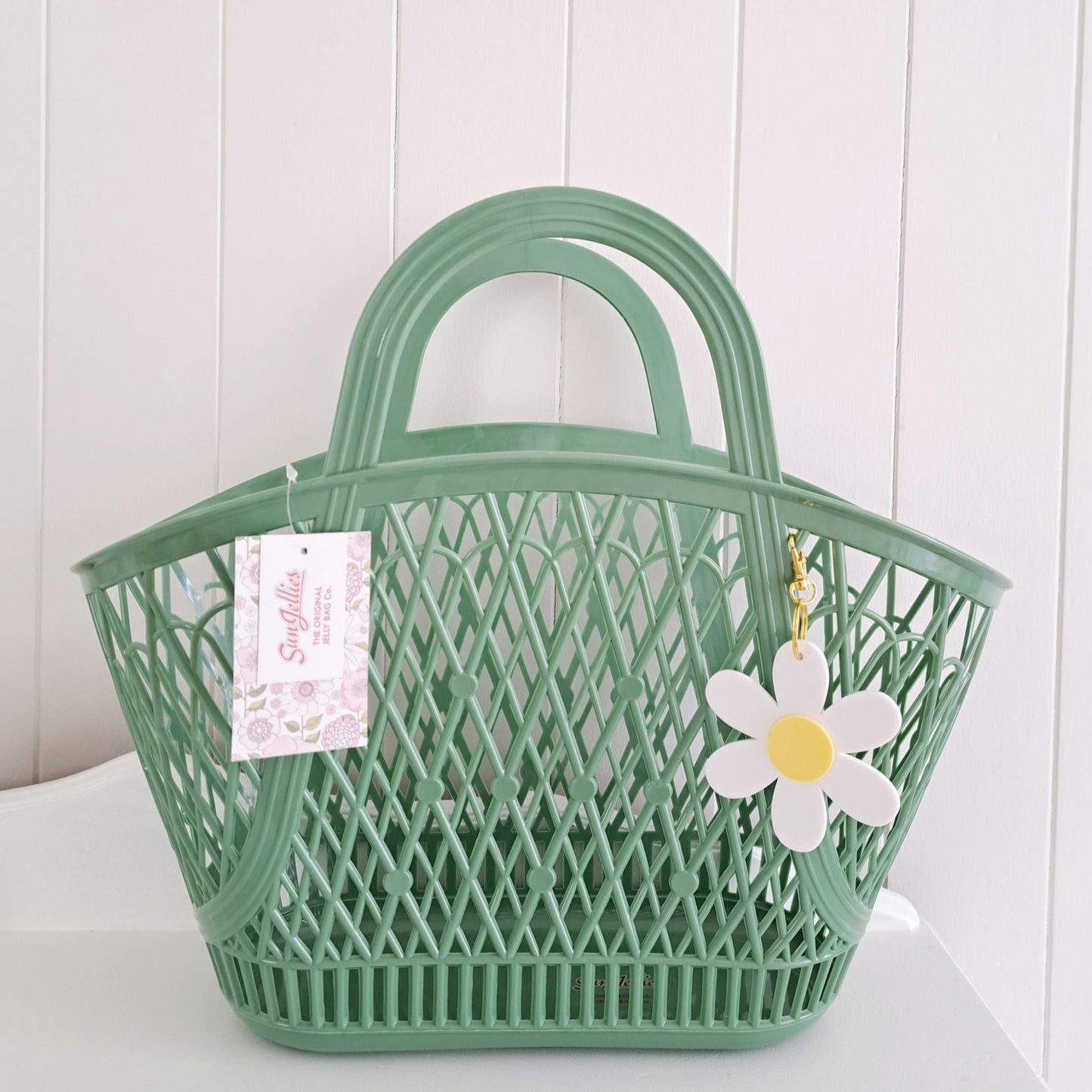 Sun Jellies Betty Jelly Basket with Daisy Keyring - Lou James Creations