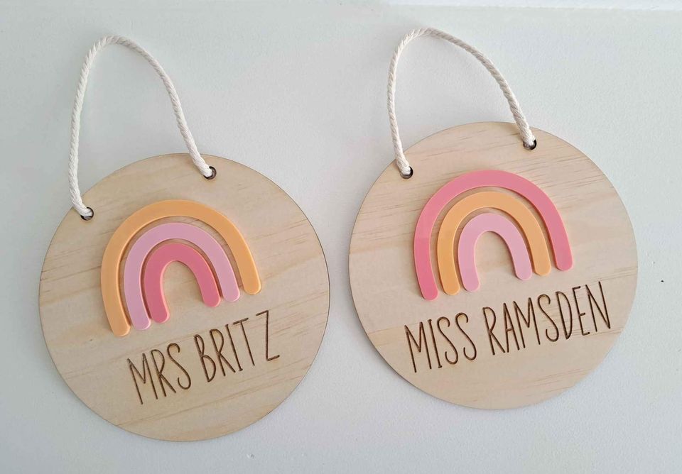 Teacher Rainbow Wall Plaque - Lou James Creations