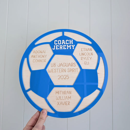 Soccer Ball Wooden Plaque - Coach Gift