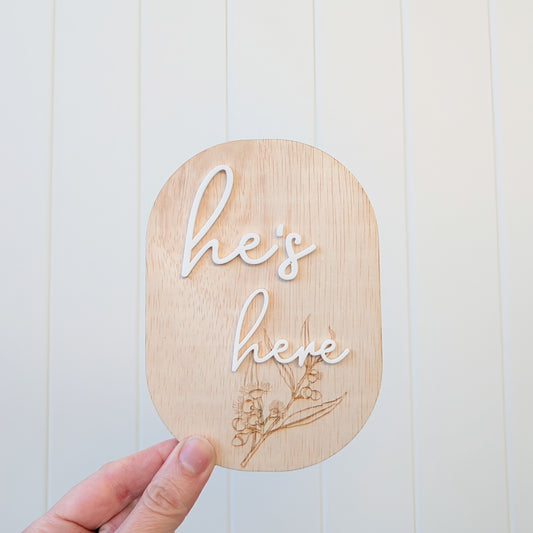 He's Here Birth Announcement Plaque - 50% OFF