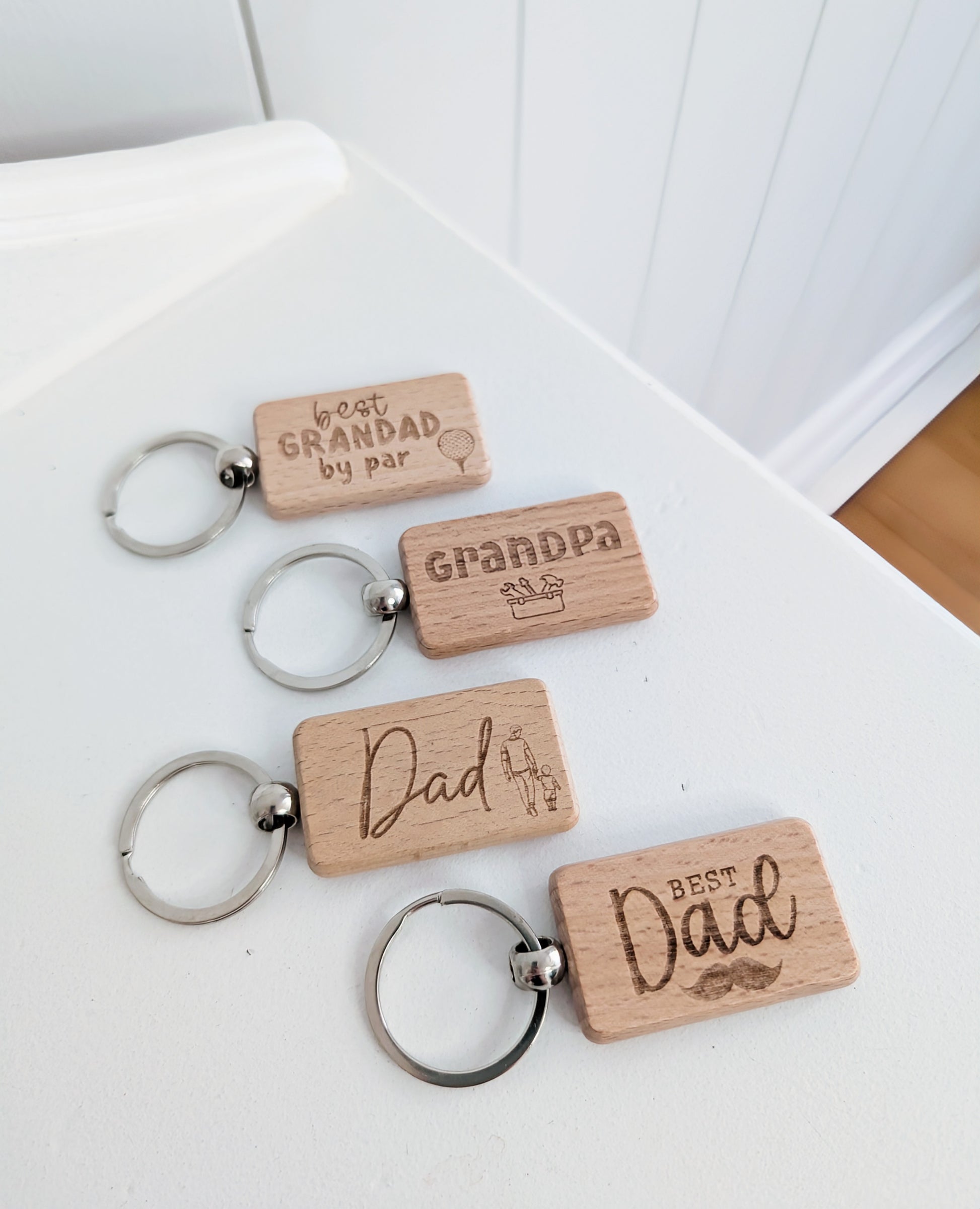 Wooden Engraved Keyring - Lou James Creations