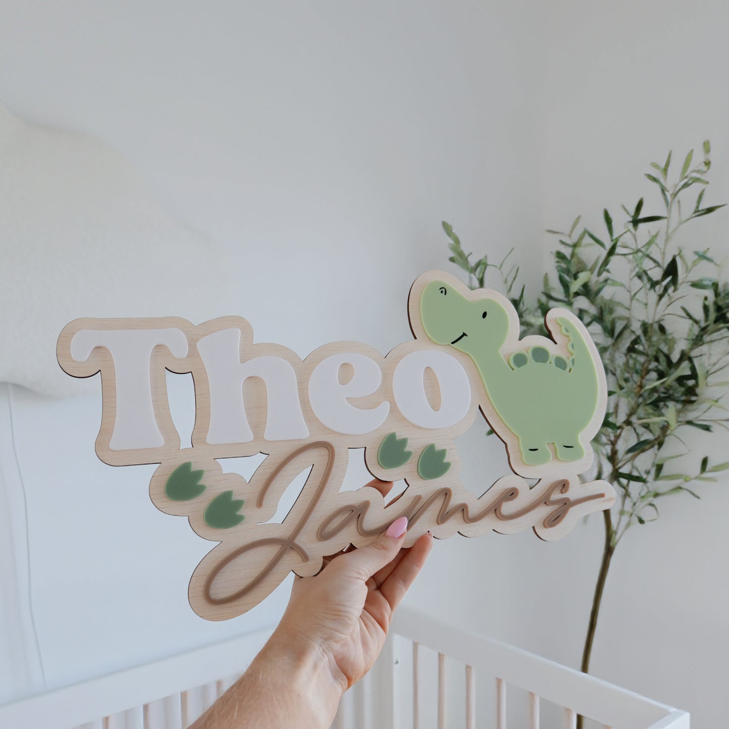 Name Plaque with Dinosaur - Lou James Creations