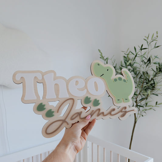 Name Plaque with Dinosaur - Lou James Creations