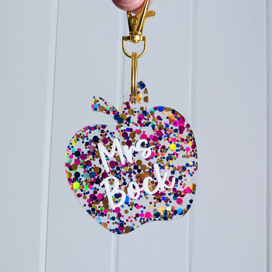 Apple Glitter Keyring