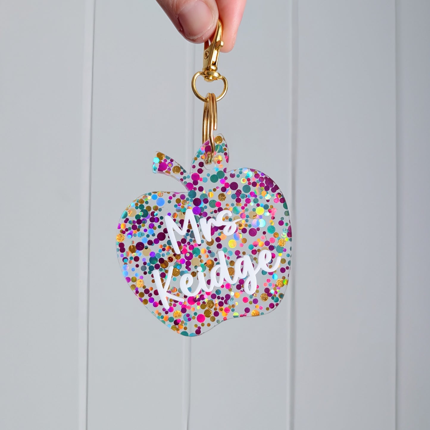 Apple Glitter Keyring