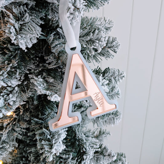 Christmas Letter Ornament with Engraved name