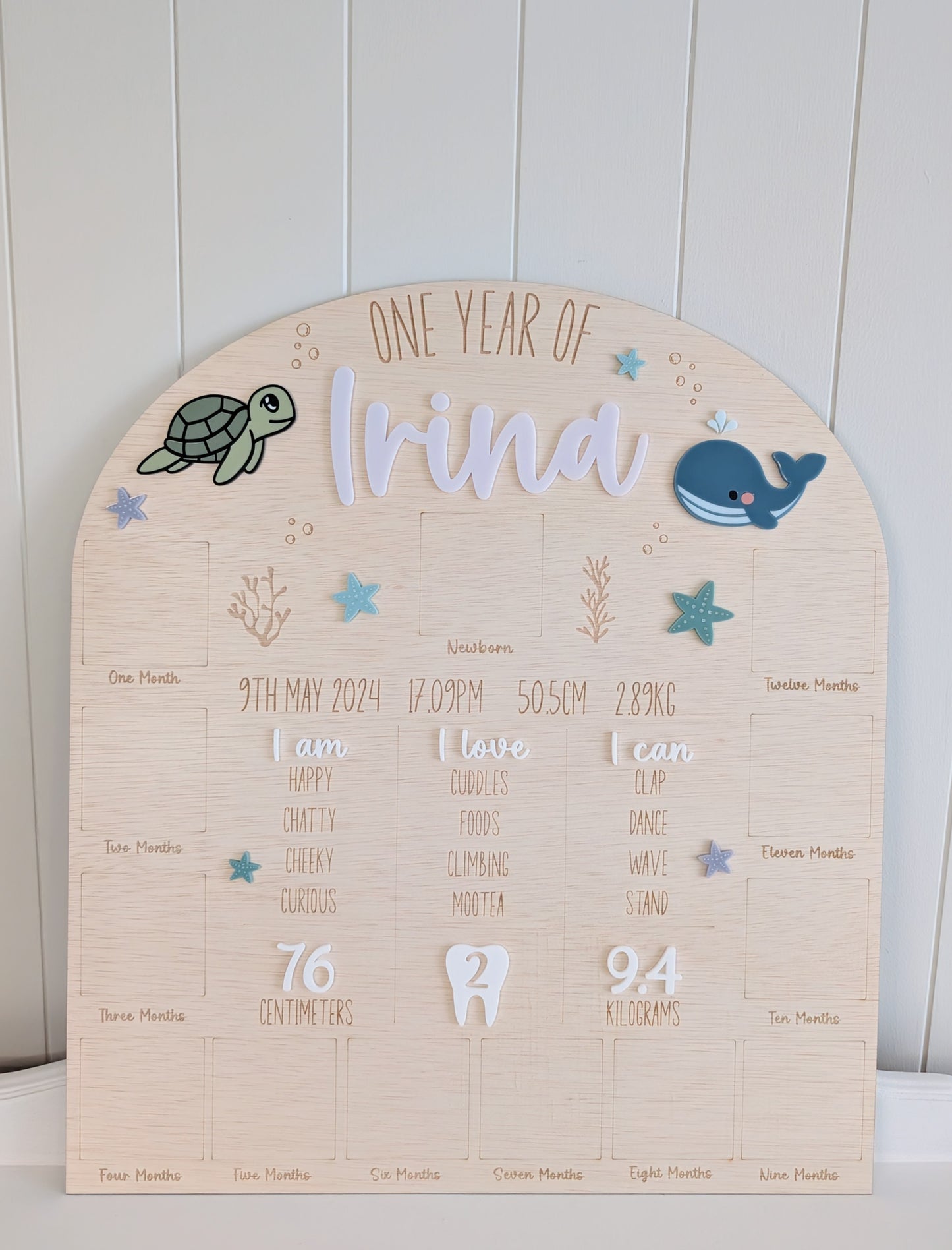 Birthday First Year Milestone & Photo Board - Under the Sea
