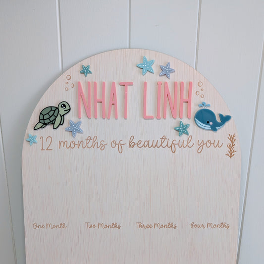 Birthday 12 Month Photo Board - Under the Sea Theme