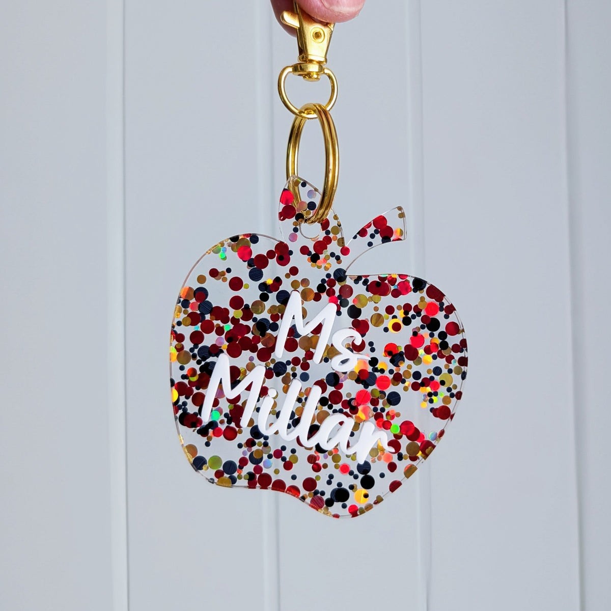 Apple Glitter Keyring