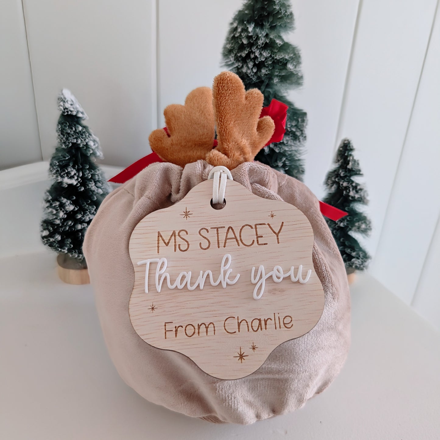 Mini Reindeer Velvet Sack