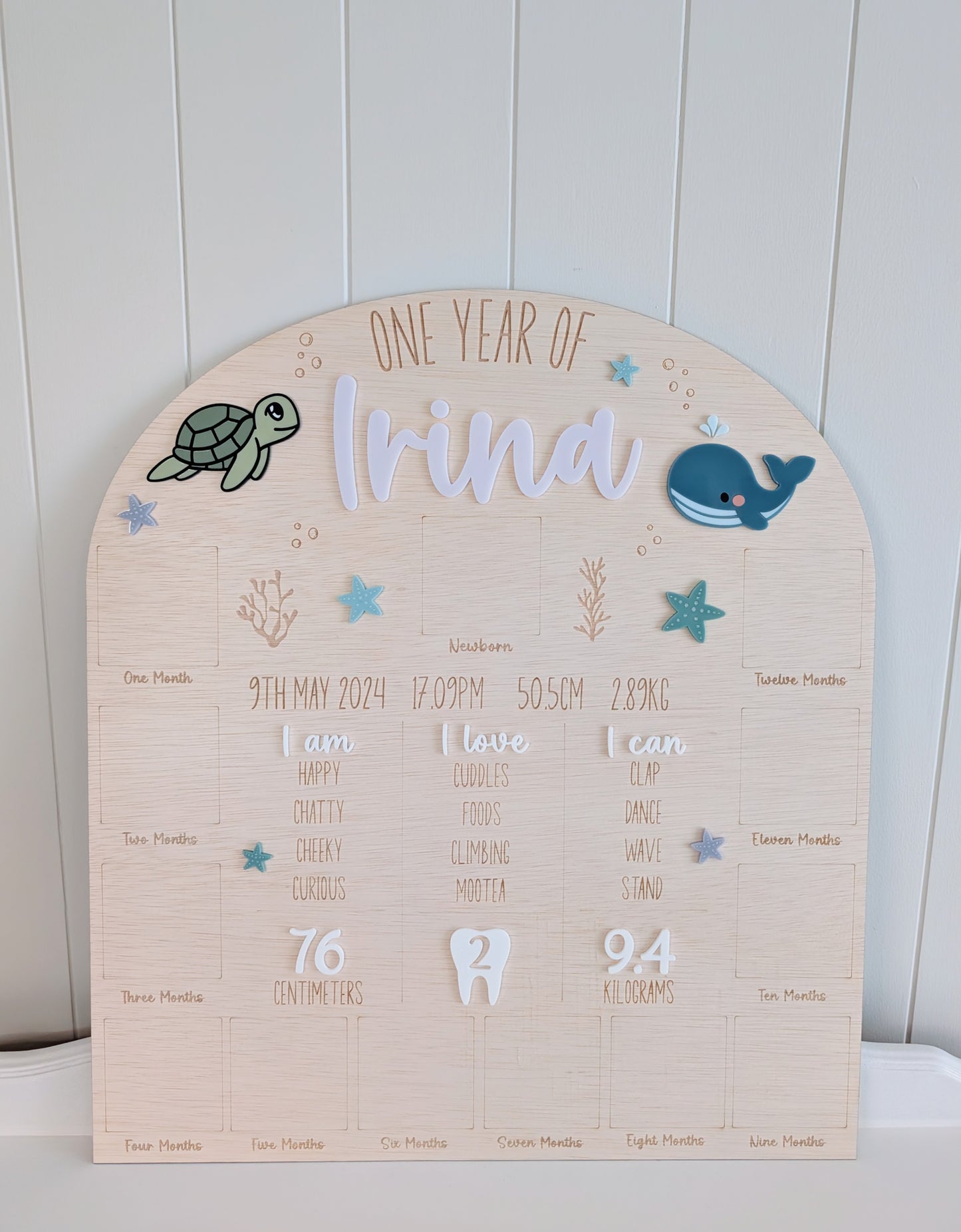 Birthday First Year Milestone & Photo Board - Under the Sea