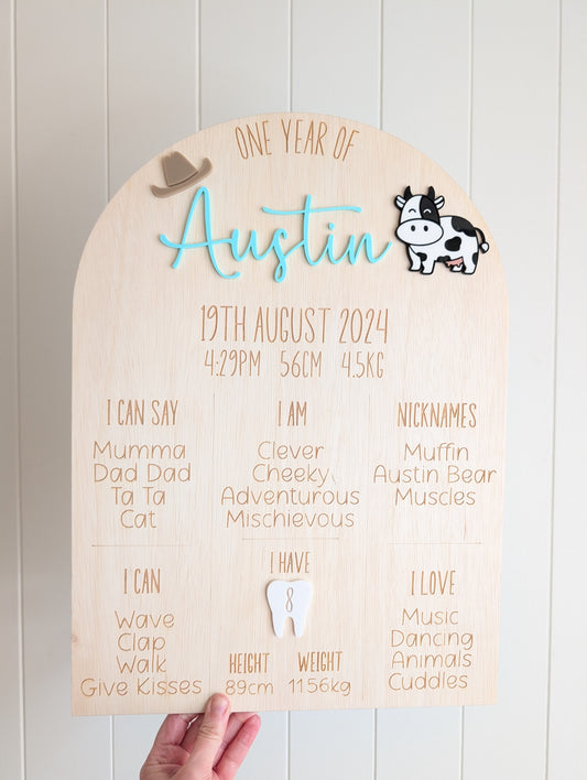 Milestone Board - Cow Theme