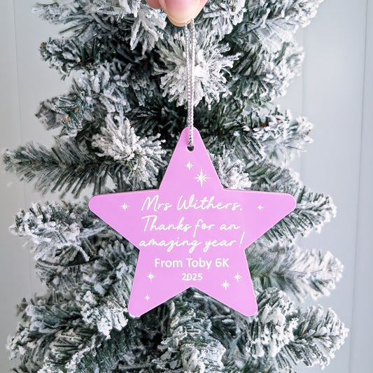 Star Teacher Christmas Ornament