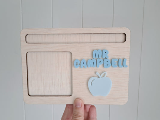 Teacher Notepad and Pen Holder - Wooden