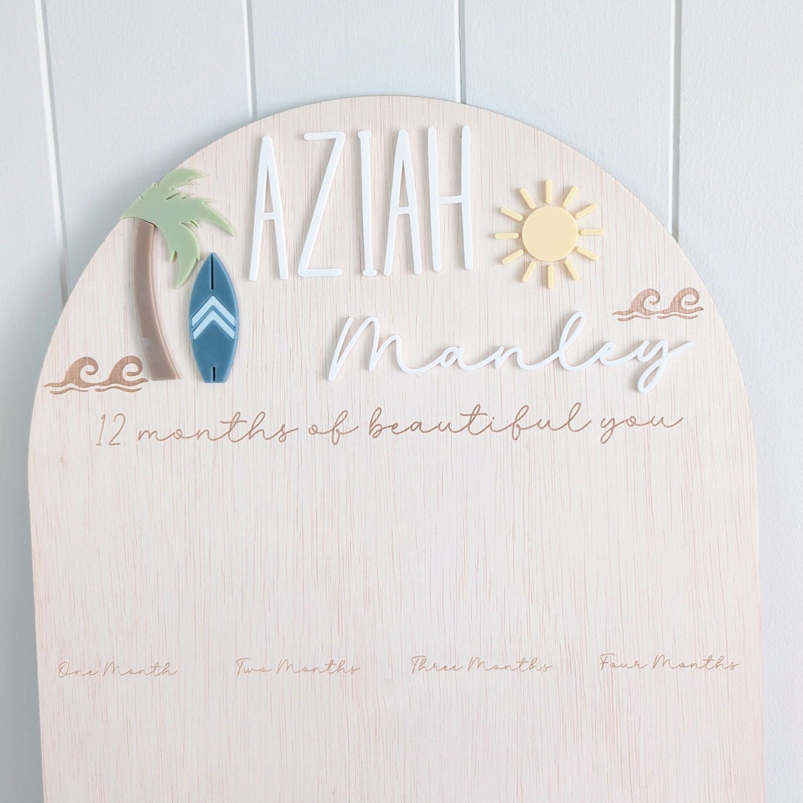 Birthday 12 Month Photo Board - Beach Theme - Lou James Creations