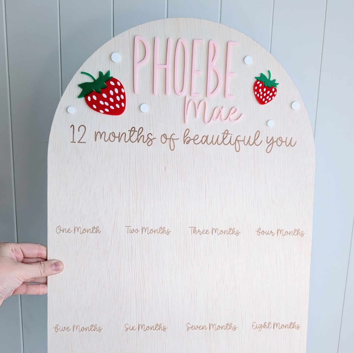 Birthday 12 Month Photo Board - Berry First Birthday Theme - Lou James Creations 