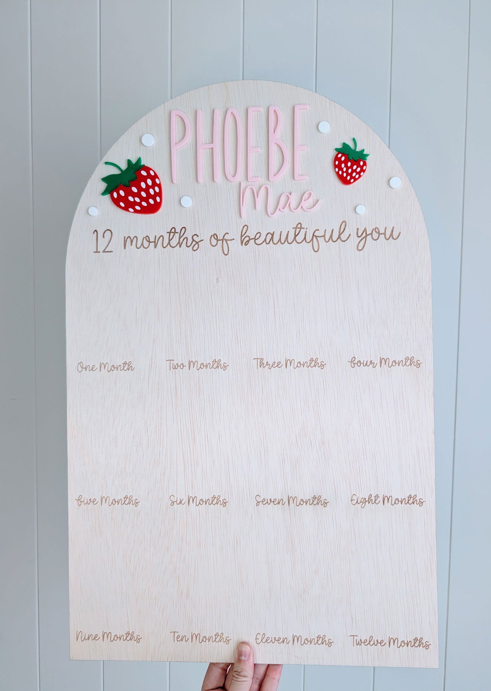 Birthday 12 Month Photo Board - Berry First Birthday Theme - Lou James Creations 