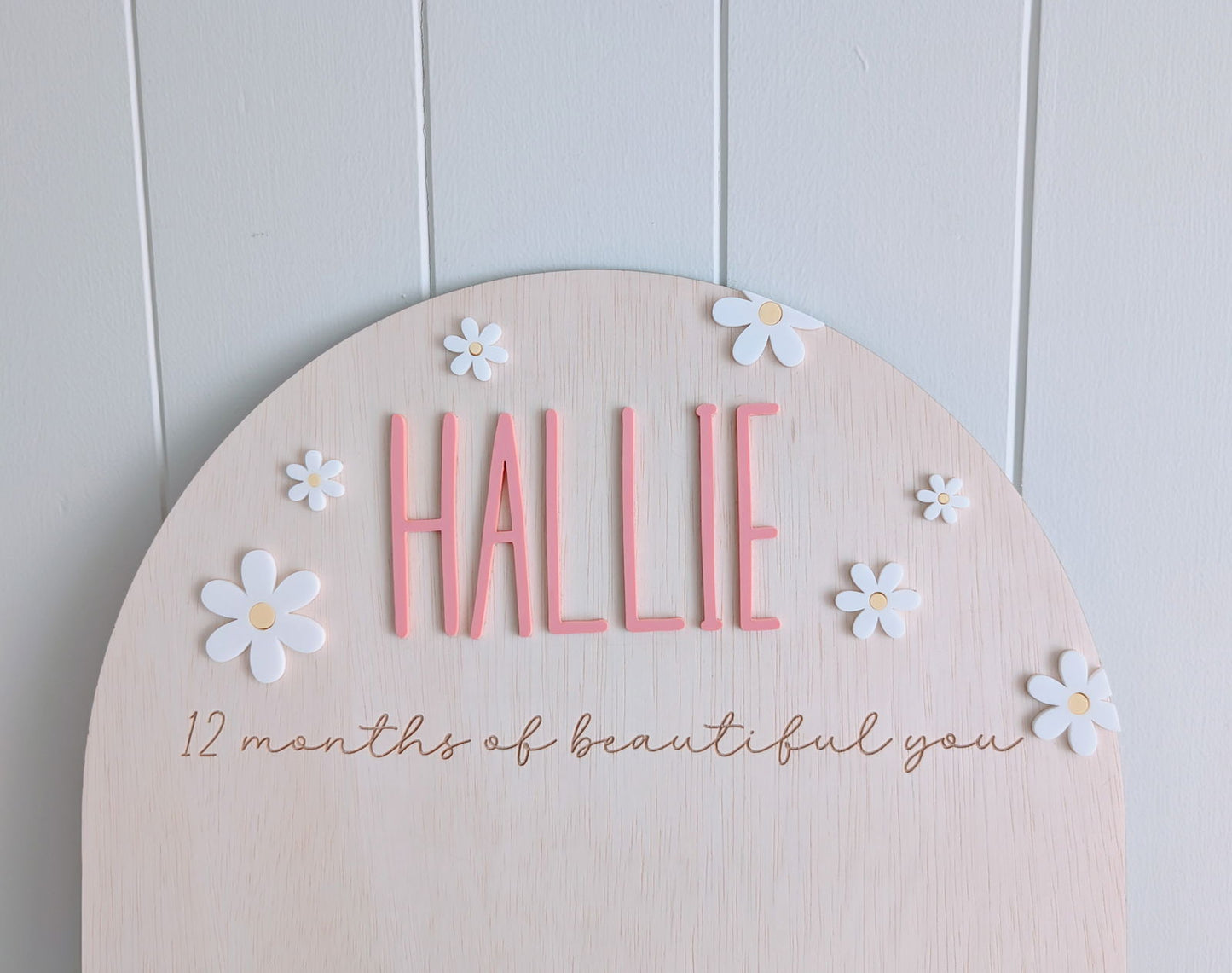 Birthday 12 Month Photo Board - Daisy Theme - Lou James Creations
