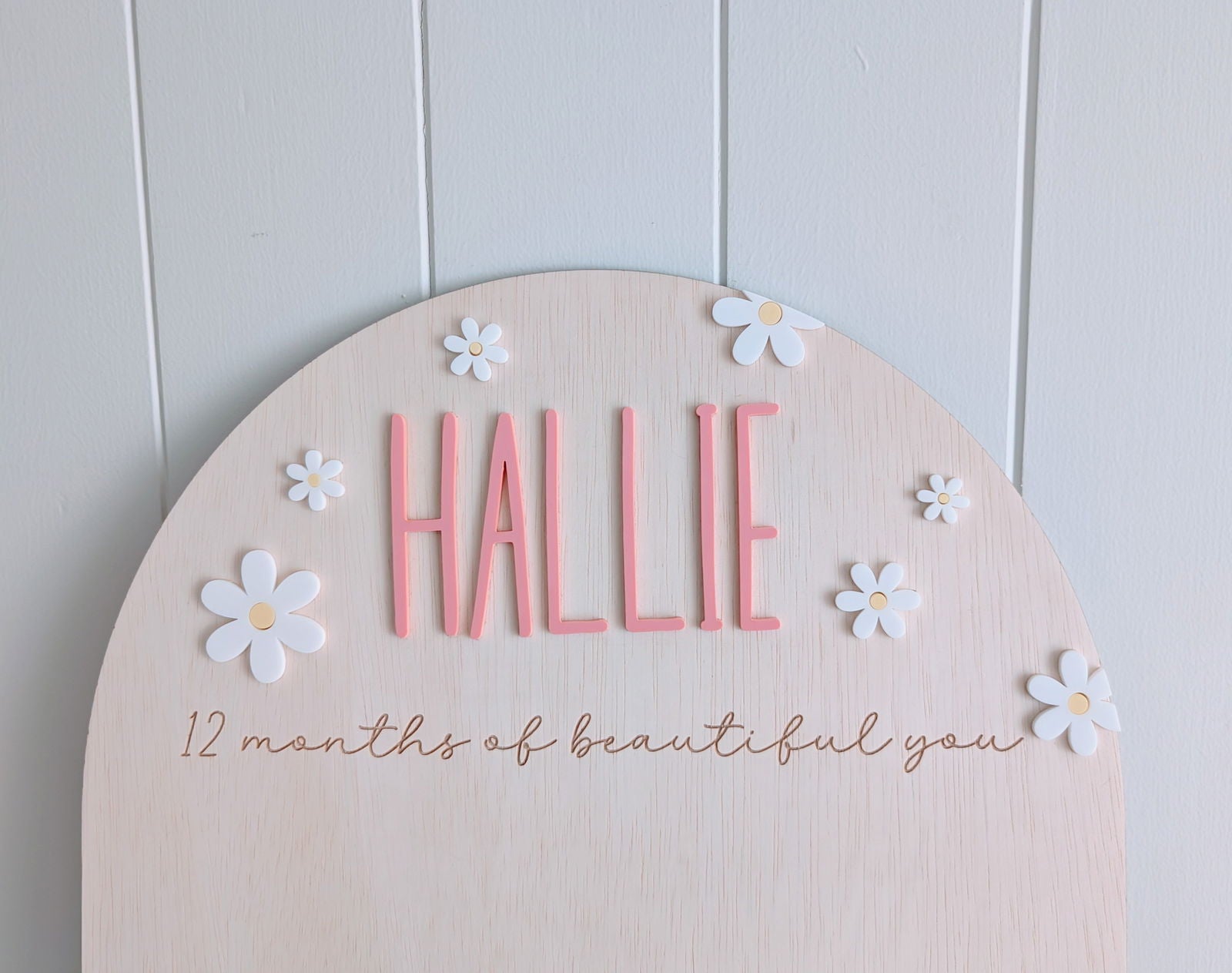 Birthday 12 Month Photo Board - Daisy Theme - Lou James Creations