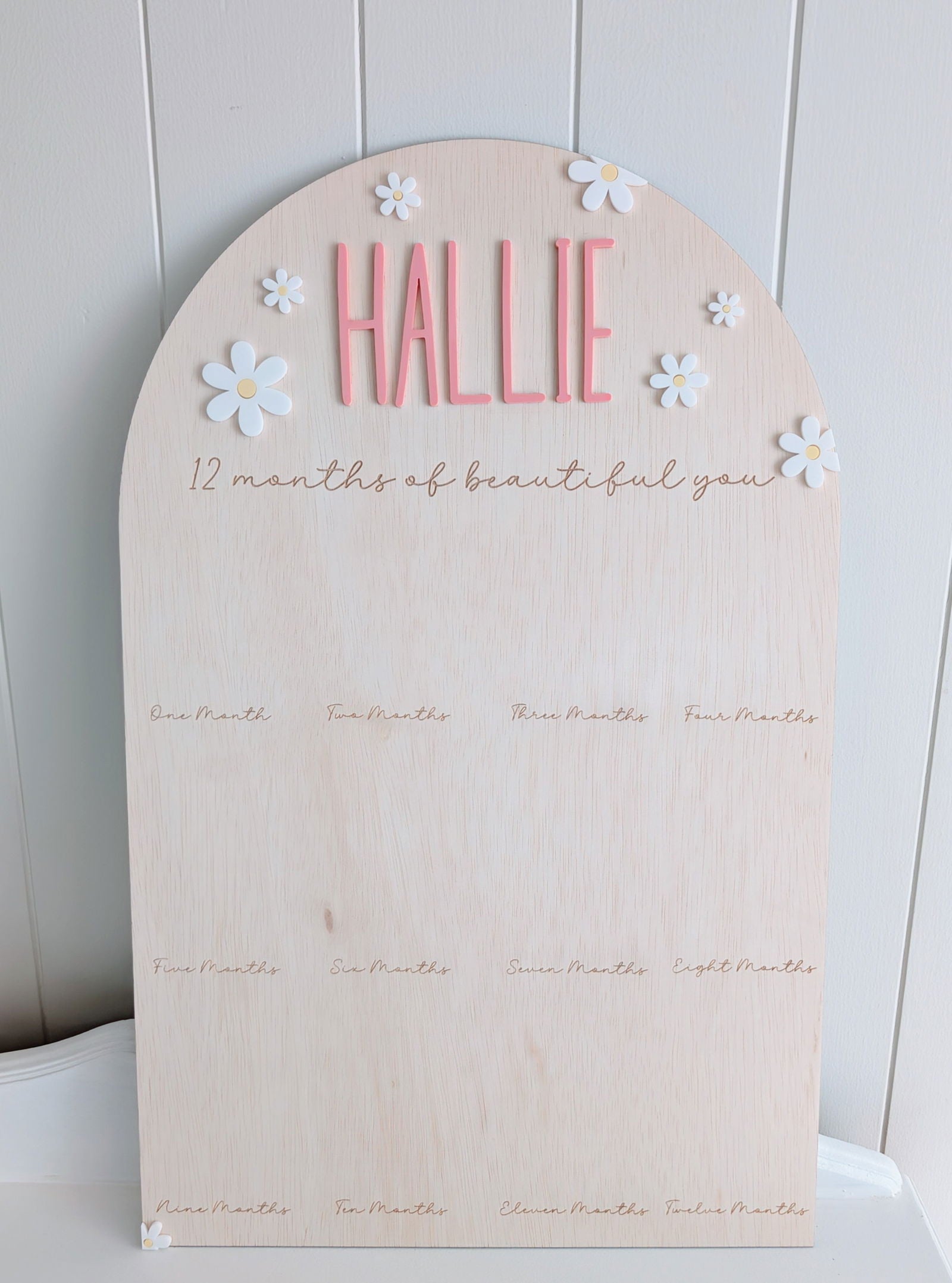 Birthday 12 Month Photo Board - Daisy Theme - Lou James Creations