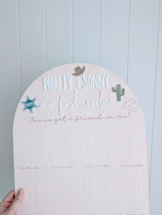 Birthday 12 Month Photo Board - First Rodeo Theme - Lou James Creations