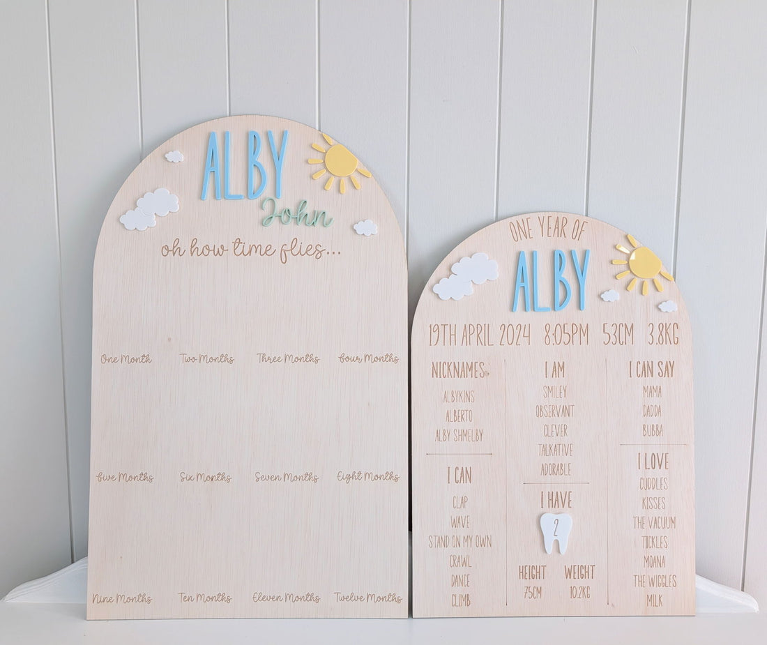 Birthday Board Bundle - 12 month Photo Board and Milestone Board – Lou ...