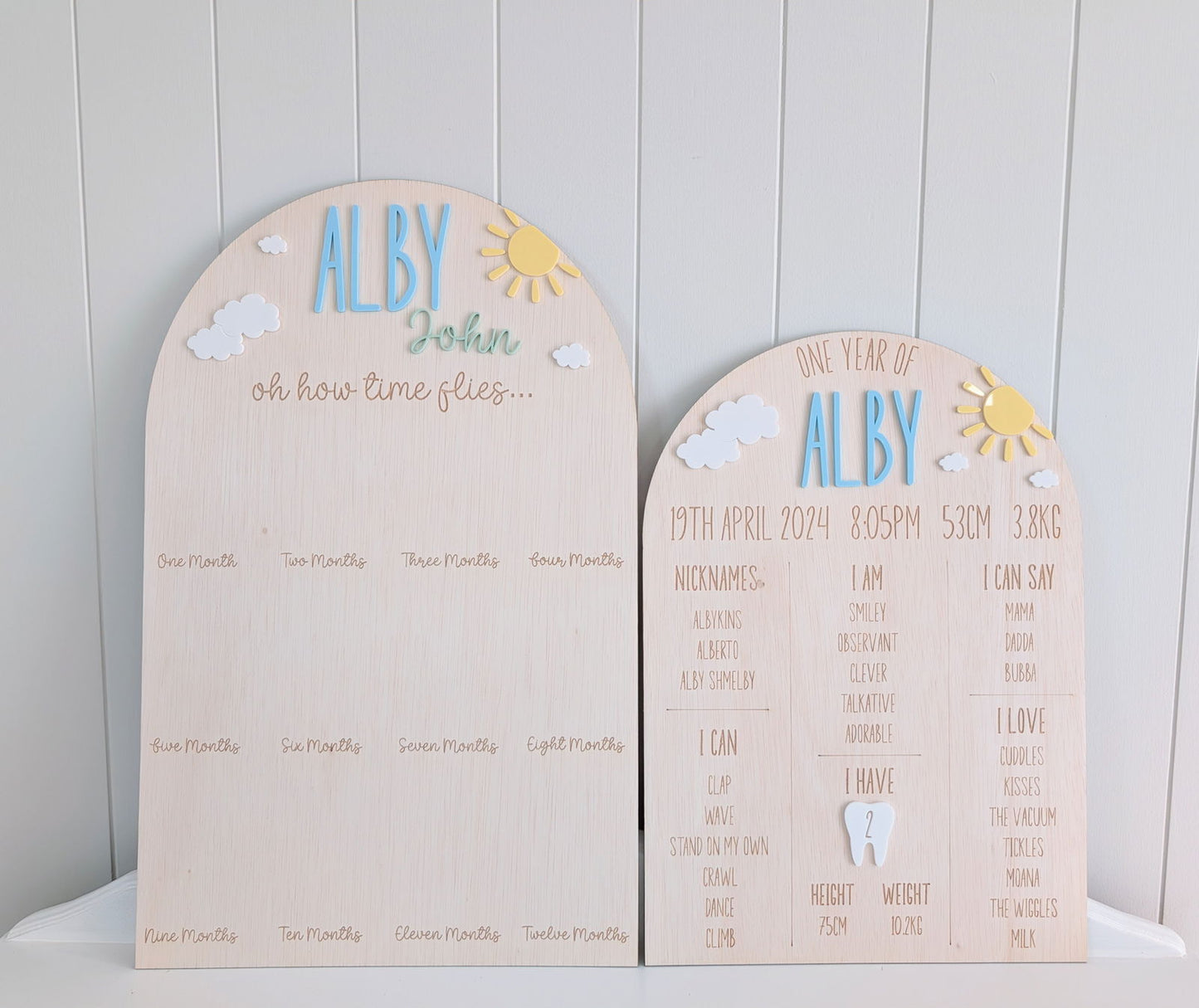 Birthday 12 Month Photo Board - Sun and Clouds Theme - Lou James Creations