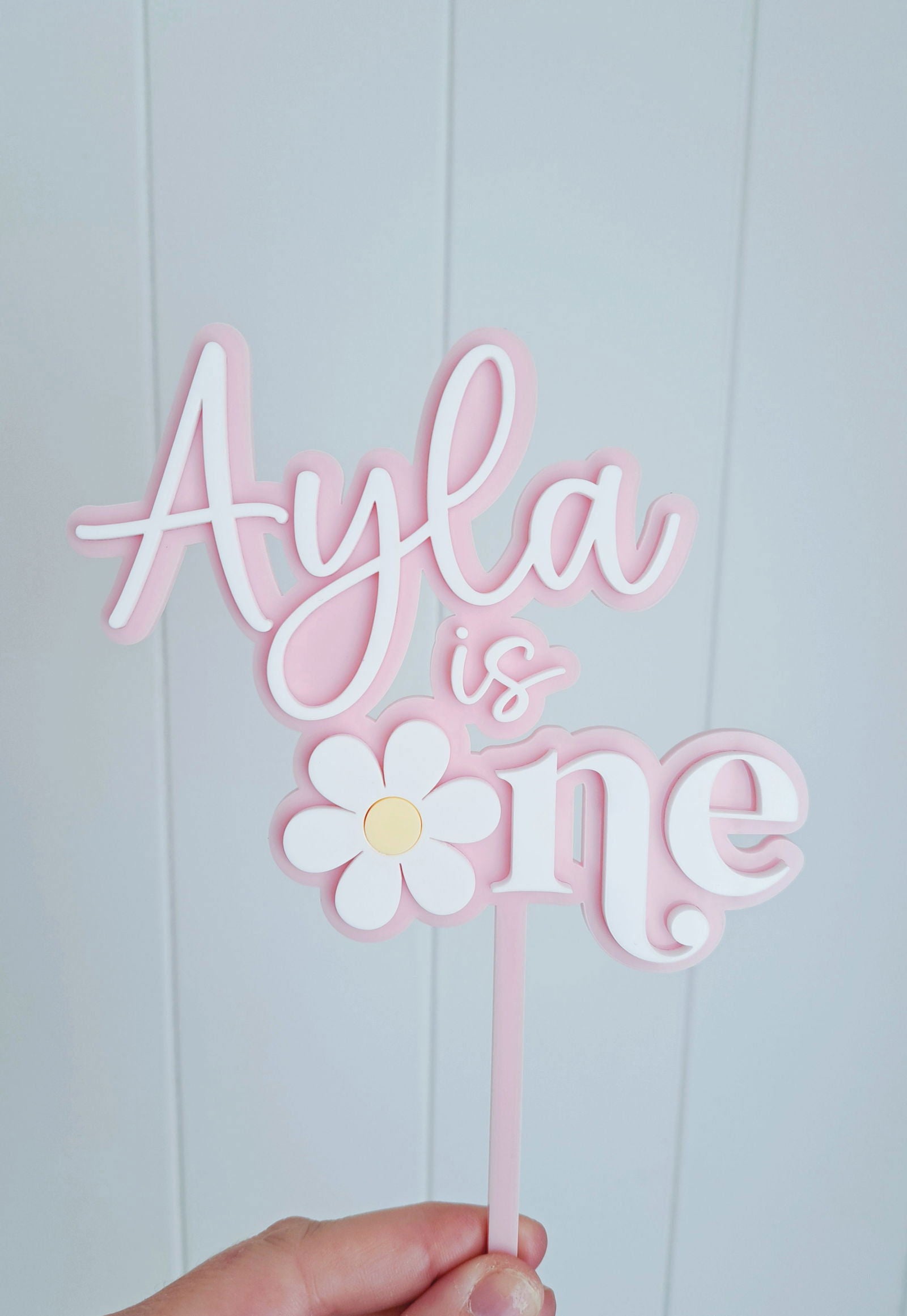 Cake Topper Double Layer - Flower Theme - Lou James Creations 