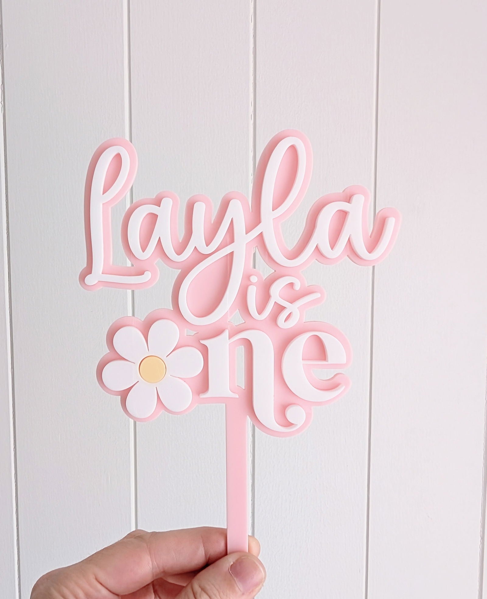 Cake Topper Double Layer - Flower Theme - Lou James Creations 