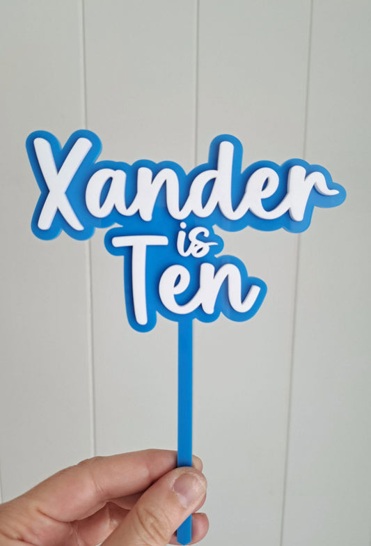 Cake Topper Double Layer - Name and Age - Lou James Creations