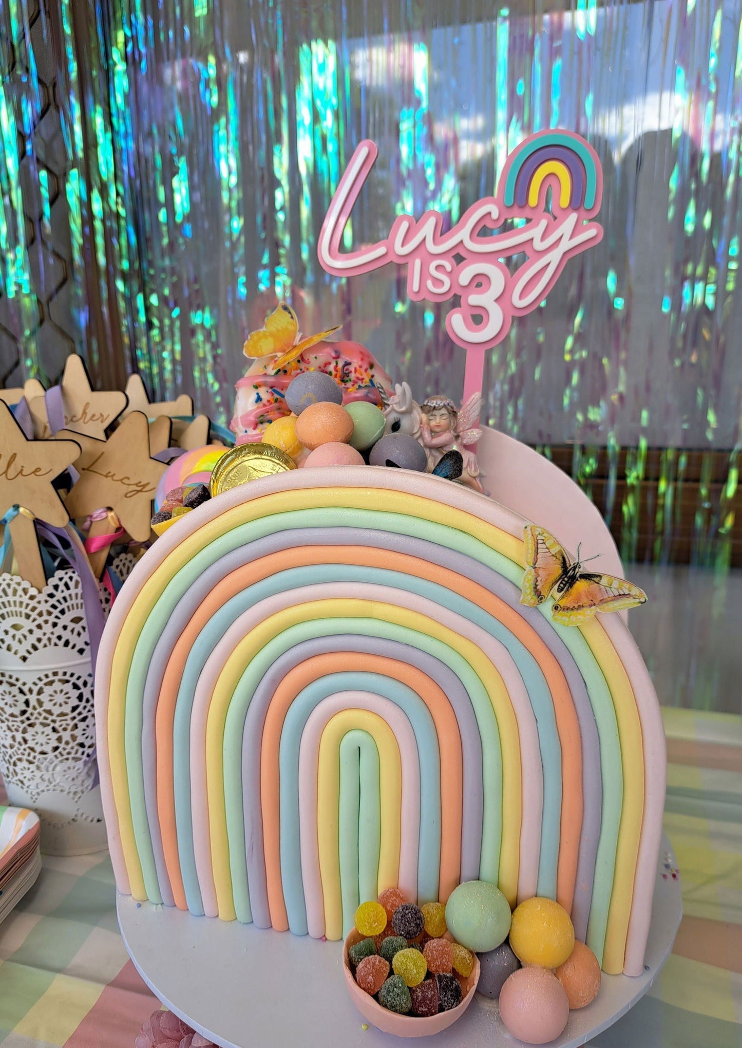 Cake Topper Double Layer - Rainbow - Lou James Creations