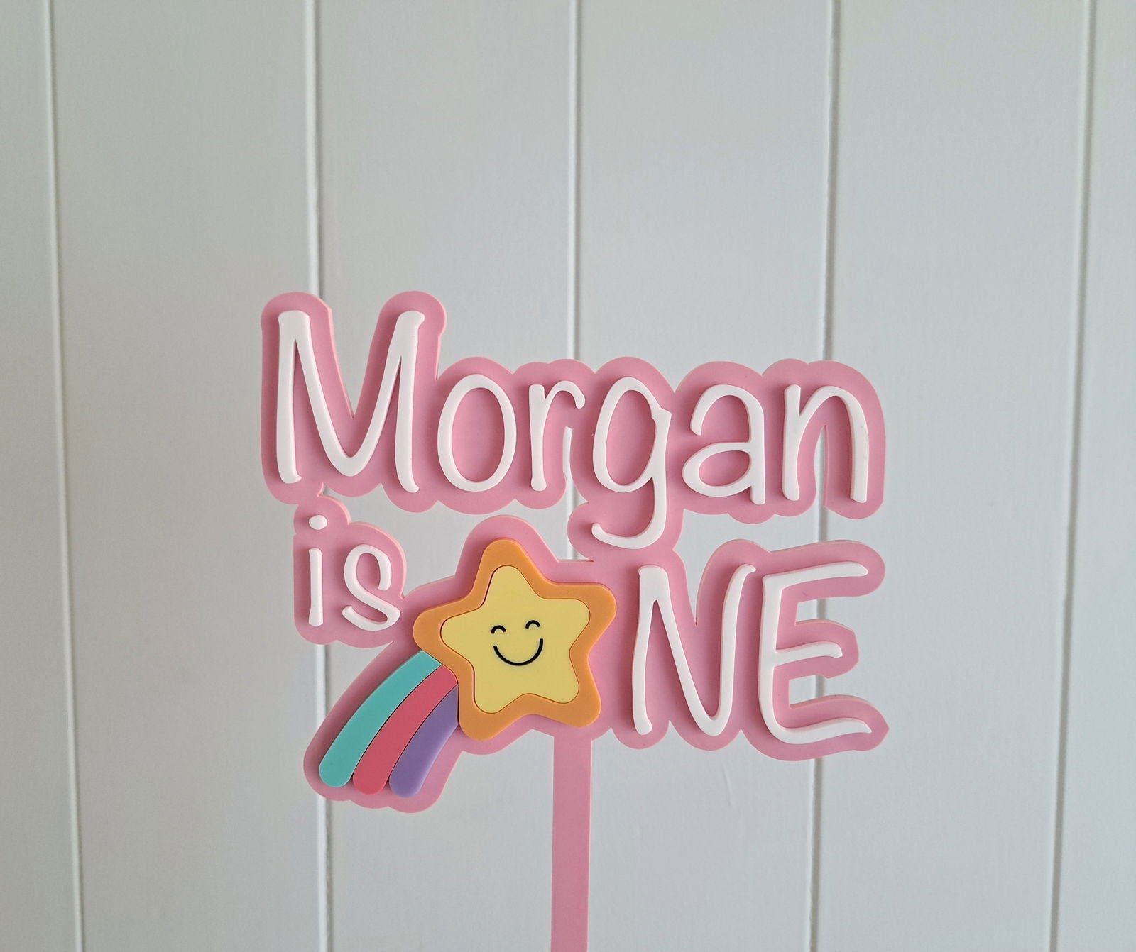 Cake Topper Double Layer - Shooting Star Theme - Lou James Creations