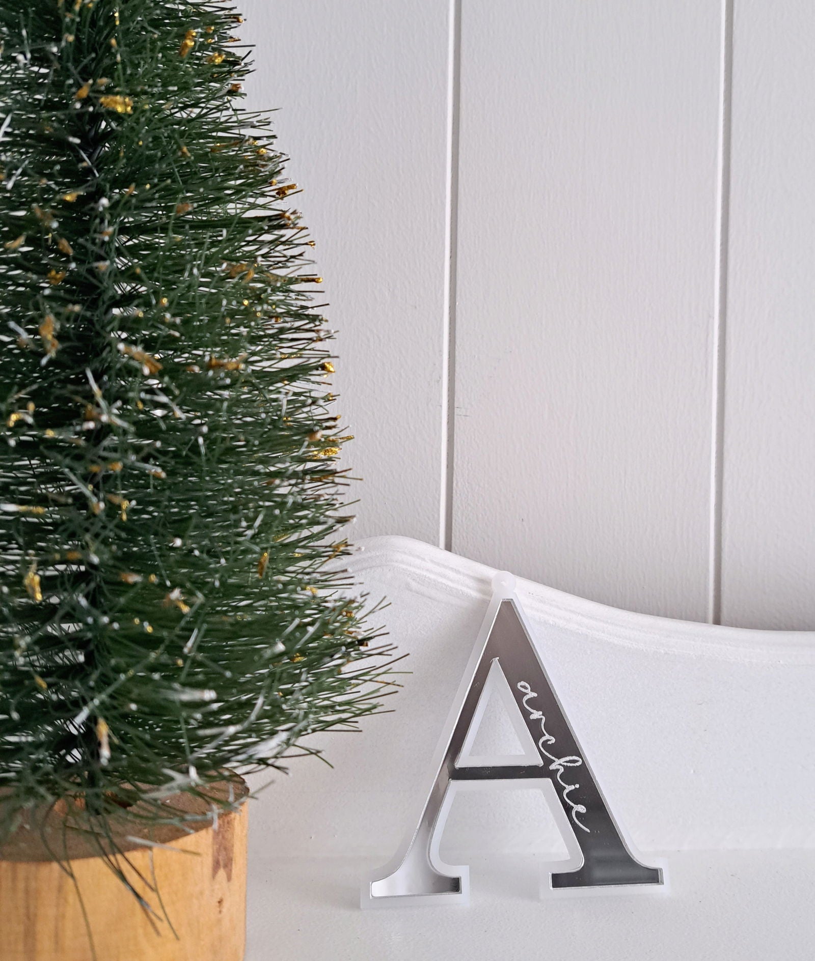 Christmas Letter Ornament with Engraved name - Lou James Creations