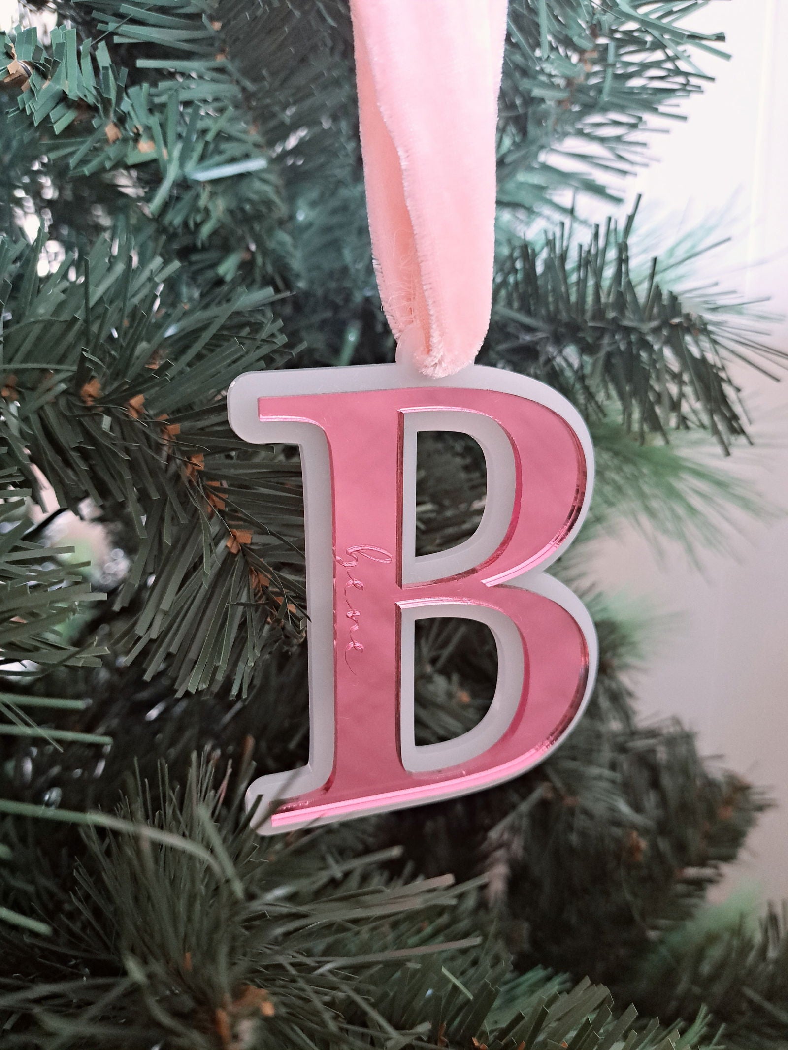Christmas Letter Ornament with Engraved name - Lou James Creations