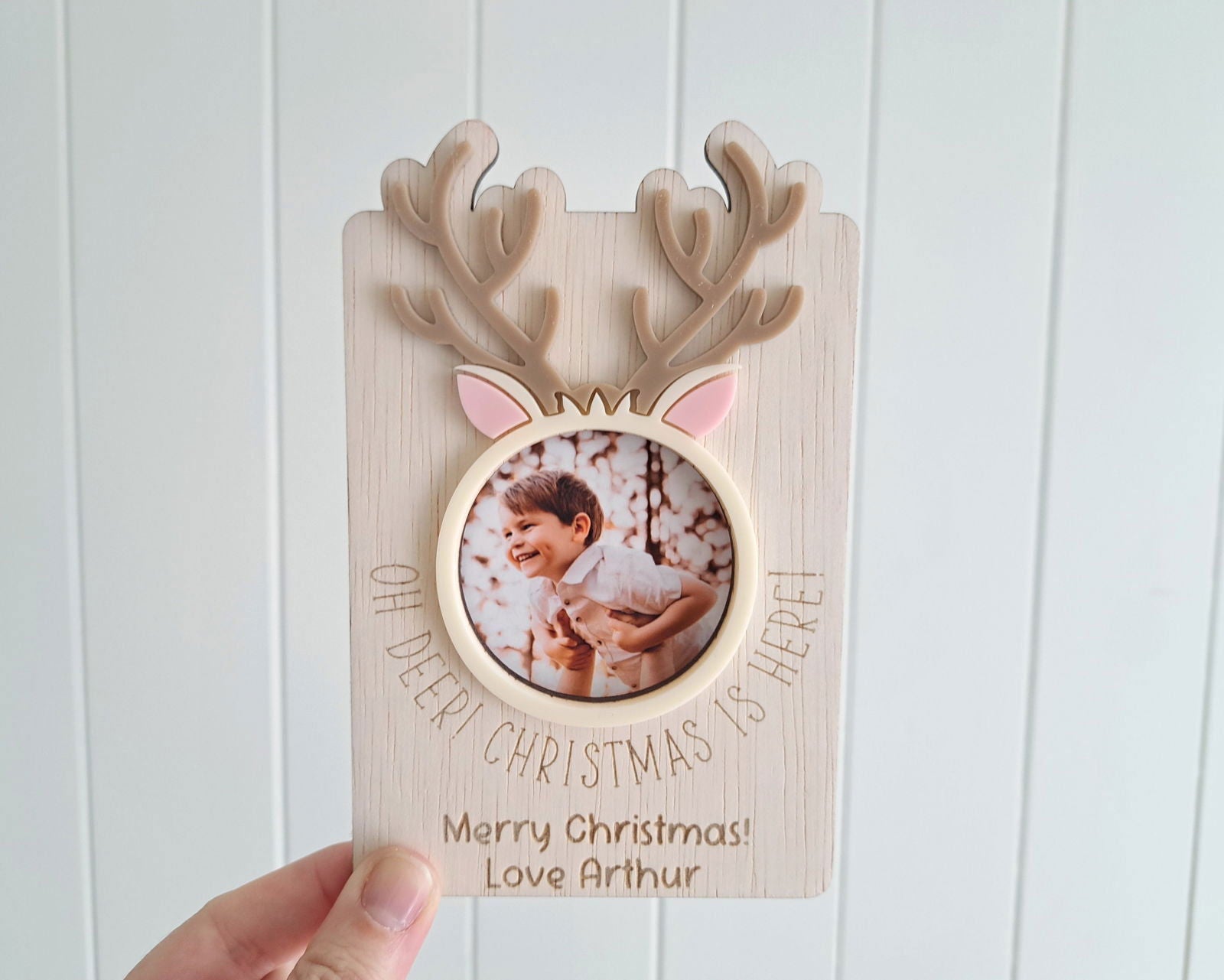 Christmas Photo Fridge Magnet - Reindeer - Lou James Creations