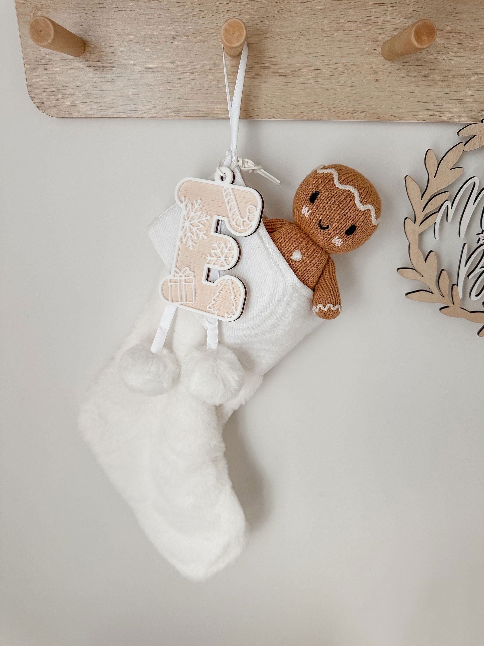 Christmas Stocking with Personalised Tag - Lou James Creations